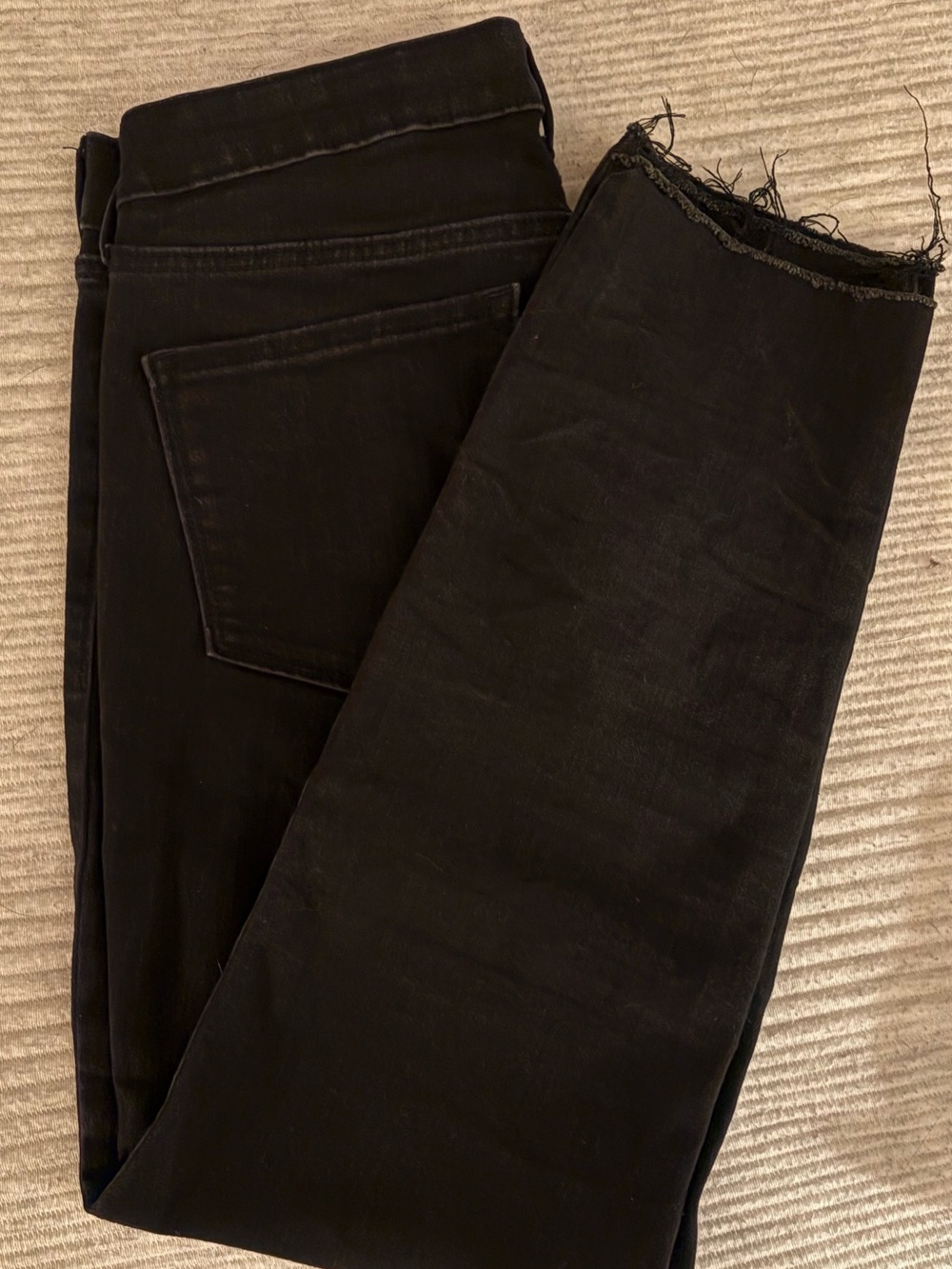 Black Skinny Jeans with Raw Frayed Hem